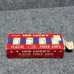 Vintage 100 Lucky Interlocking Traveling Greek Key White Poker Playing Chips USA